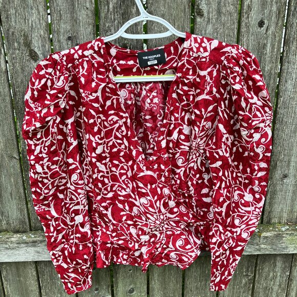 The Kooples puff sleeve silk top, size 2 - Picture 1 of 5